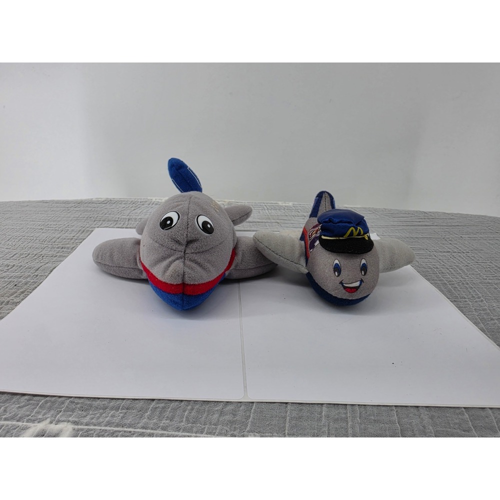 Vintage United Airlines Plush Airplane Set McDonalds Characters Pilot Hat Toy